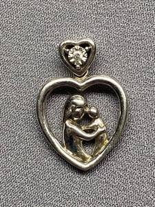 lot 14B image: Sterling Silver 925 Mother and Child Heart Pendant