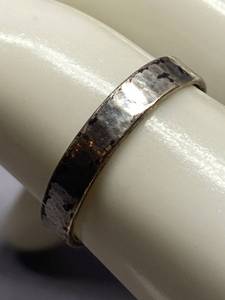 lot 35B image: Sterling Silver 925 Hammered Texture Ring Size 8