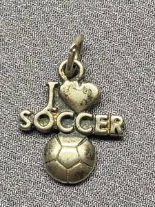 lot 71B image: Sterling Silver 925 I Love Soccer Charm Pendant