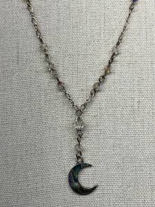 lot 95B image: Abalone Crescent Moon 925 Sterling Silver Necklace