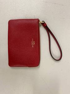 lot 101B image: Coach Red Leather Wristlet Pouch 80 Characters