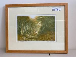 lot 12H image: Woodland Walk Signed Print by Julie Yorn Framed