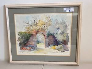 lot 13H image: Framed Watercolor Painting Mellow Bricks, Eltham by Charles Patrickson