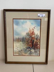 lot 16H image: Framed Watercolor Landscape by Sandra L. Lashier