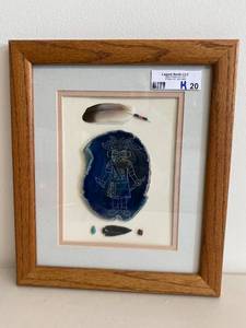 lot 20H image: Framed Snow Kachina Etching on Brazilian Agate by Tony Friddle