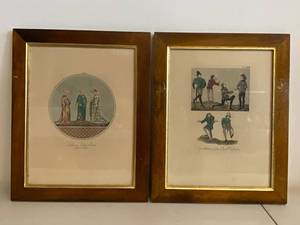 lot 22H image: Pair of Framed Vintage Fashion Prints 14th and 15th-16th Century Attire