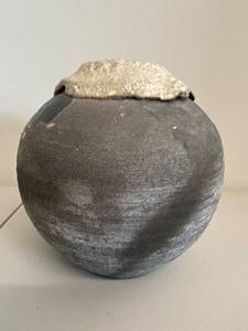lot 34H image: Unique Van Beers Pottery Vase with Textured Rim