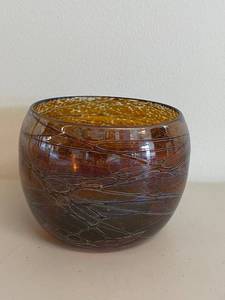 lot 36H image: Dylan Martinez Threaded Iridescent Art Glass Bowl
