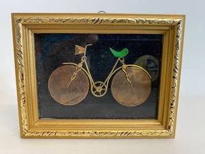 lot 40H image: Framed Penny-Farthing Art Made from Vintage Coins