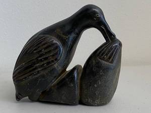 lot 51H image: Northwest Style Carved Stone Bird Sculpture with Unique Details