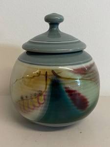 lot 61H image: Alan Vigland Handmade Ceramic Lidded Jar with Unique Glaze