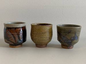 lot 75H image: Set of 3 Handmade Ceramic Tea Cups with Unique Glazes
