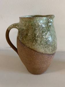 lot 82H image: Handcrafted Artist Marked Ceramic Pottery Pitcher with Two-Tone Glaze