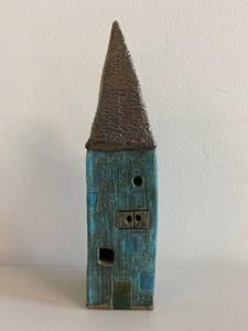 lot 85H image: Handcrafted Raku House Ceramic Tower Sculpture