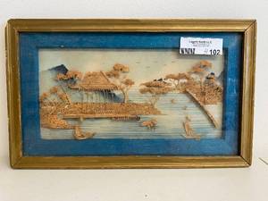 lot 102H image: Framed Asian-Inspired Diorama in Gold Frame