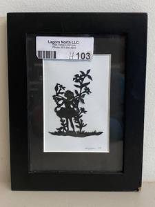 lot 103H image: Framed Fairy Silhouette Art by Pencil Signed by Artist