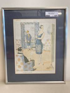 lot 105H image: Framed Vintage French Artwork Essayage by Pem
