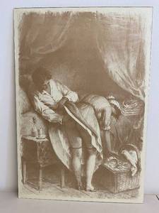 lot 108H image: Vintage Sepia-Toned Art Print with Corset Scene