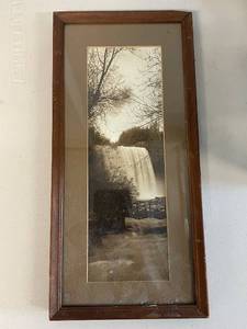 lot 100U image: Framed Vintage Sepia Waterfall Photograph