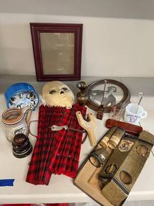 lot 104U image: Assorted Vintage Collectibles Including Masks, Dcor, and Novelty Items