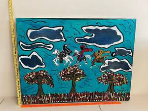 lot 114U image: Original Painting by Darryl S Riders on Horseback Over Vibrant Landscape