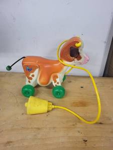 lot 29S image: Vintage Fisher-Price Molly Moo Cow Pull Toy Cow with Bell - Model 687