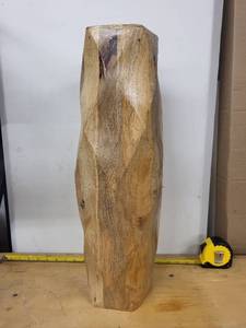 lot 34S image: Tall Wooden Decorative Vase by Threshold Approx 22 tall