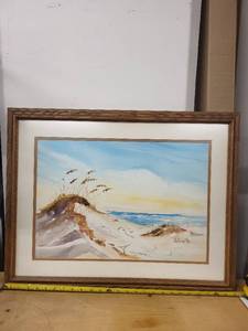 lot 35S image: Framed Seascape Watercolor Painting by Antoinette