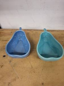 lot 42S image: Lot of Two Mid-Century Joaquin Pottery Pears, California in BlueTurquoise