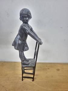 lot 51S image: Vintage Solid Bronze Figurine Girl on a Chair by Andrea Sadek