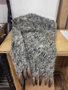 lot 54S image: Vintage Lamb Fur Stole with Mink Tails Accents