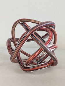 lot 242H image: Multicolor Glass Ribbon Sculpture with Intricate Design