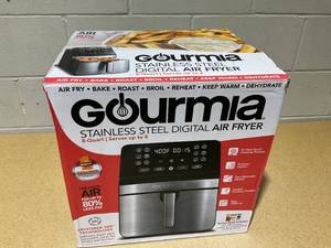 lot 202 image: Gourmia 8qt Digital Air Fryer, with 12 One-Touch Functions & Guided Cooking - Stainless Steel