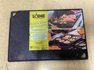 lot 417 image: Lodge 16.75 x 11.5 Cast Iron Reversible Griddle Preseasoned, Even-Heating, Nonstick, Induction & Oven Safe Grill Pan