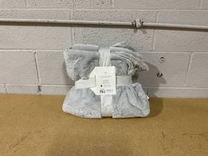 lot 305 image: Faux Rabbit Fur Throw Blanket Light Gray - Threshold