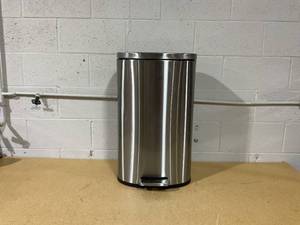 lot 317 image: 45L D Shape Step Trash Can - Brightroom Stainless Steel, 13 Gallon, Kitchen Garbage Can