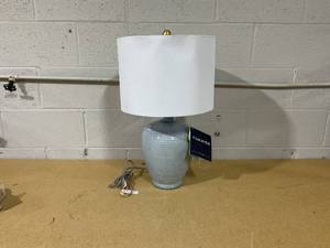 lot 327 image: SAFAVIEH Lighting Collection Hanron Modern Blue 26-Inch Bedroom Living Room Home Office Desk Nightstand Table Lamp