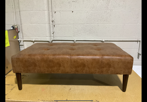 lot 109 image: HomePop Tufted Decorative Bench, Light Brown Faux Leather