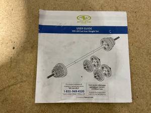 lot 119 image: Athletic Works 100LB Black Cast Iron Standard Weight Plate Sets, Used as Both Dumbbell and Barbell