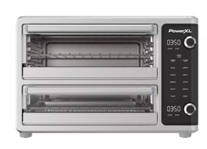 lot 17 image: PowerXL SmartSynx 1700W Dual Door Toaster Oven and Air Fryer Stainless Steel Countertop Convection