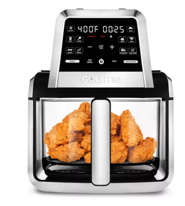 lot 205 image: Gourmia 7-Qt. Fry N Fold Digital Air Fryer with 10 Presets & Guided Cooking - Black Stainless Steel, 1500W