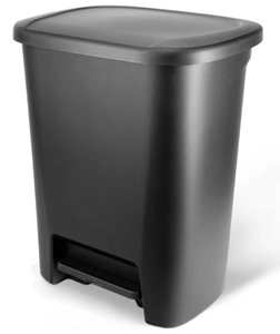 lot 315 image: LOT OF 2 Hefty 20gal XL Step Trash Can Black Polypropylene Rectangle Kitchen Garbage Can with Removable Lid