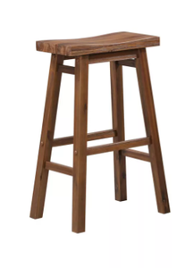lot 321 image: Wire-Brush Finish Backless Saddle Barstools Chestnut - Boraam