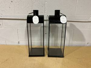 lot 364 image: LOT OF 2 Threshold Tall Metal Lanterns