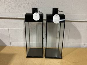 lot 367 image: LOT OF 2 Threshold Tall Metal Lanterns