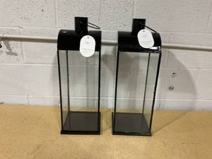 lot 368 image: LOT OF 2 Threshold Tall Metal Lanterns