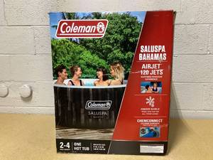 lot 50 image: Coleman Bahamas AirJet Inflatable Outdoor Round Hot Tub 2-4 Person with Pump