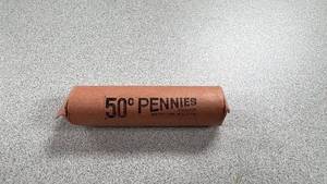 lot 49 image: Roll of 50 Wheat Pennies 1947-S