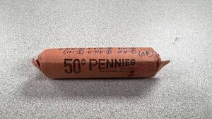 lot 52 image: Roll of Vintage Wheat Pennies