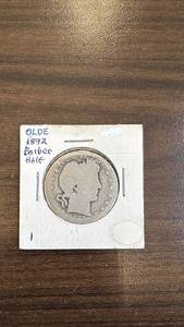 lot 67 image: 1892 Barber Half Dollar Coin